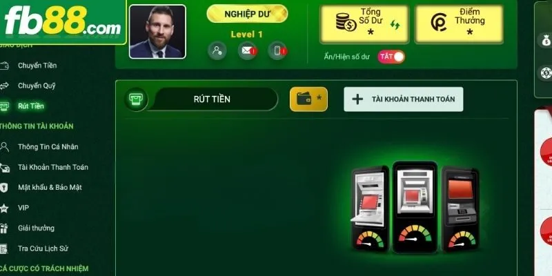 Quy trình rút tiền FB88 qua Internet Banking an toàn